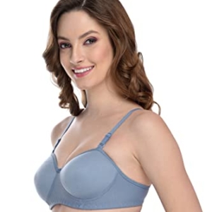 Seamless Demi Cup Cotton Blend Lightly Padded Low/Half Coverage Bra